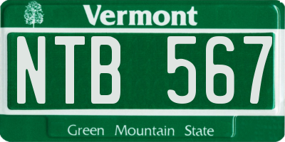 VT license plate NTB567