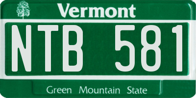 VT license plate NTB581