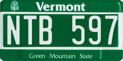 VT license plate NTB597