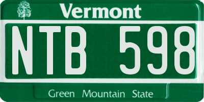 VT license plate NTB598