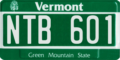 VT license plate NTB601