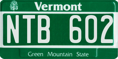 VT license plate NTB602