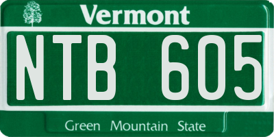 VT license plate NTB605