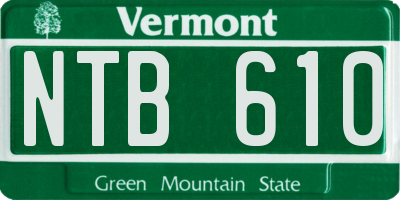 VT license plate NTB610