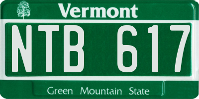 VT license plate NTB617