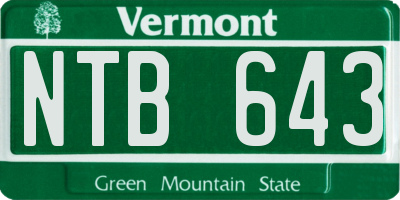 VT license plate NTB643