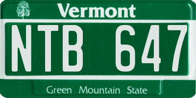 VT license plate NTB647
