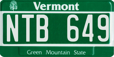 VT license plate NTB649
