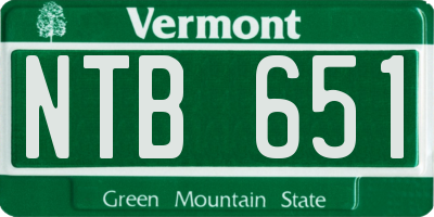 VT license plate NTB651