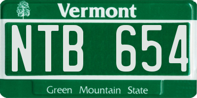 VT license plate NTB654