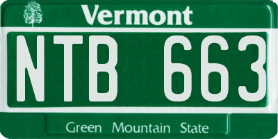 VT license plate NTB663