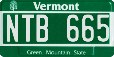 VT license plate NTB665