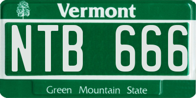 VT license plate NTB666