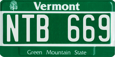 VT license plate NTB669