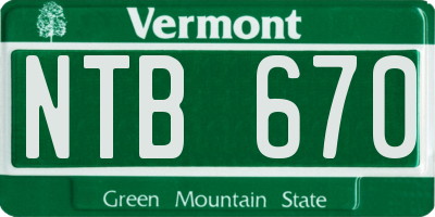 VT license plate NTB670