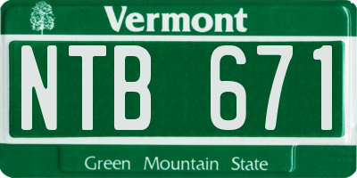 VT license plate NTB671