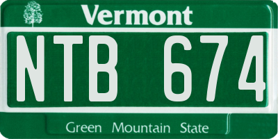 VT license plate NTB674