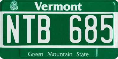VT license plate NTB685