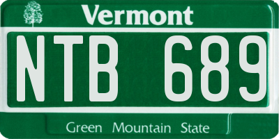 VT license plate NTB689