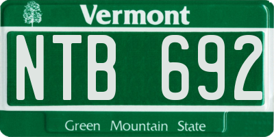 VT license plate NTB692