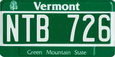 VT license plate NTB726