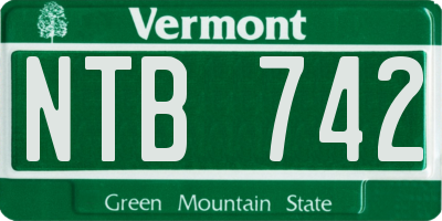 VT license plate NTB742