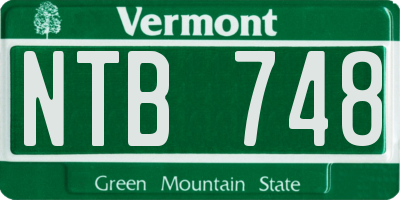 VT license plate NTB748