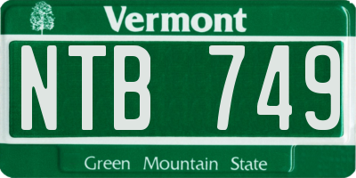 VT license plate NTB749