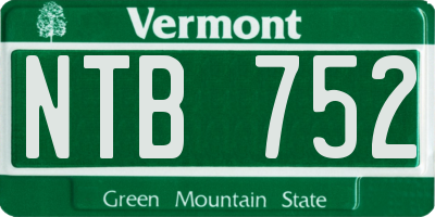 VT license plate NTB752