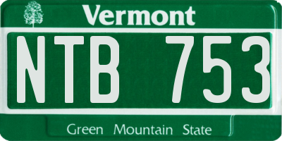 VT license plate NTB753