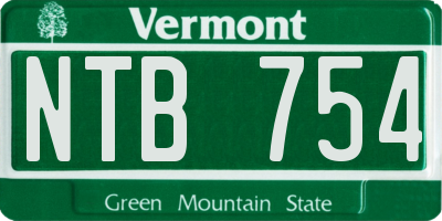 VT license plate NTB754