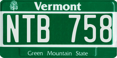 VT license plate NTB758