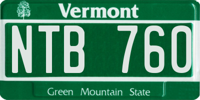 VT license plate NTB760