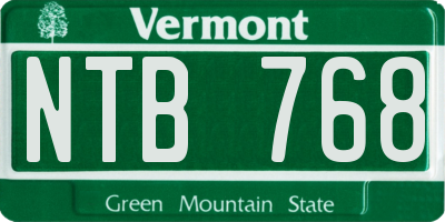 VT license plate NTB768