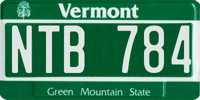 VT license plate NTB784
