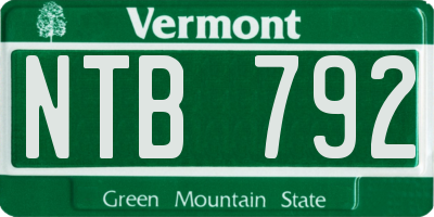 VT license plate NTB792