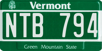 VT license plate NTB794