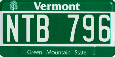 VT license plate NTB796