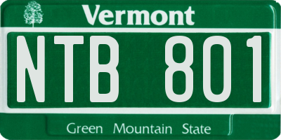 VT license plate NTB801