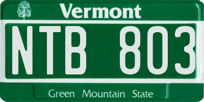 VT license plate NTB803