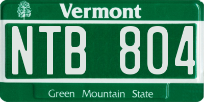 VT license plate NTB804
