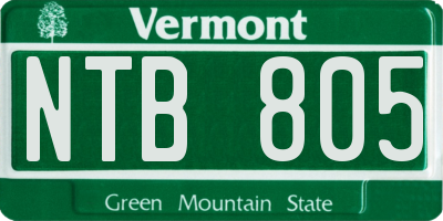 VT license plate NTB805