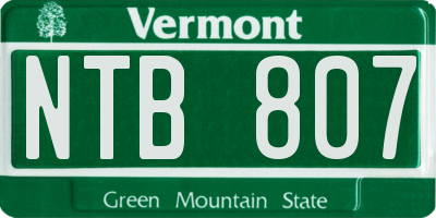 VT license plate NTB807