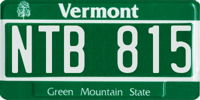 VT license plate NTB815