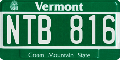 VT license plate NTB816