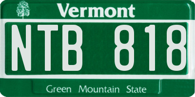 VT license plate NTB818