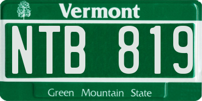 VT license plate NTB819