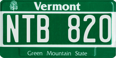 VT license plate NTB820