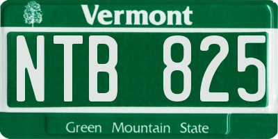 VT license plate NTB825
