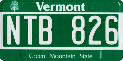 VT license plate NTB826